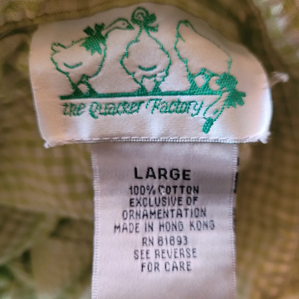 Quacker Factory Green Checkered Shirt with Cherry Embroidery